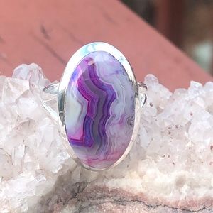 BOUTIQUE LAGUNA LACE AGATE 925 SILVER RING, SZ 6.5